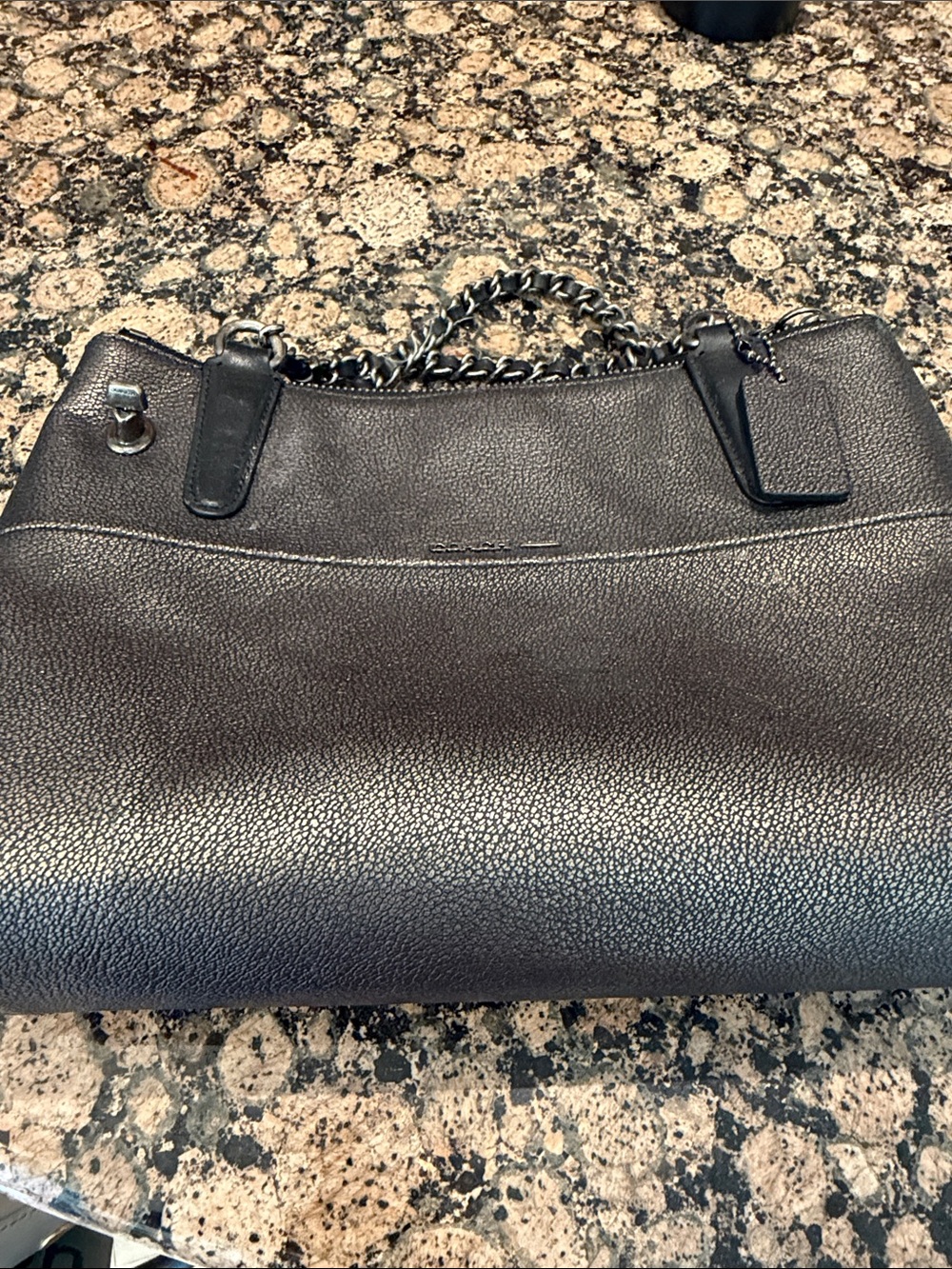 Coach Metallic Black Chain-Handle Shoulder Bag